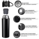 Kit Garrafa Térmica 500ml + 3 Xícaras Aço Inoxidável Preto