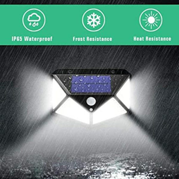 Kit com 3 Luminária Parede Solar 100 Leds Bateria Luz Jardim