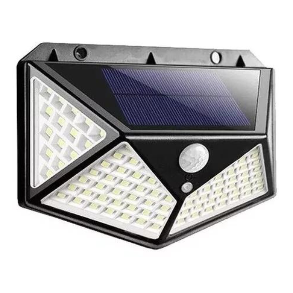Kit com 3 Luminária Parede Solar 100 Leds Bateria Luz Jardim