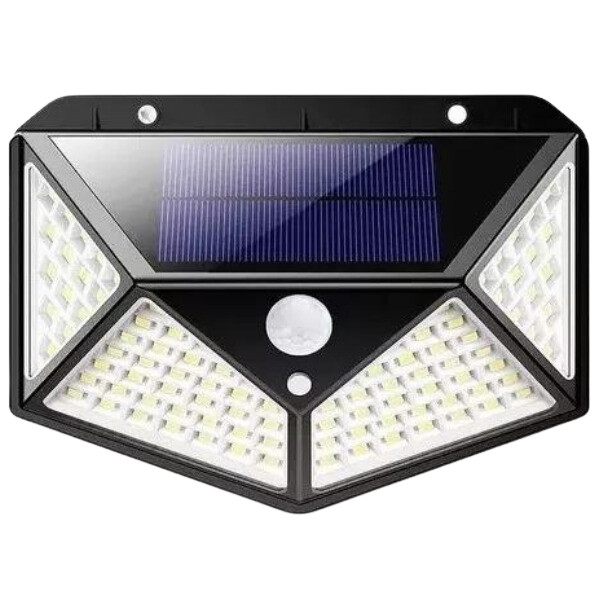 Kit com 3 Luminária Parede Solar 100 Leds Bateria Luz Jardim