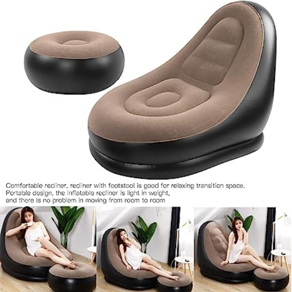Sofá Inflável Ultra Lounge Com Pufe - Sofá Preguiçoso