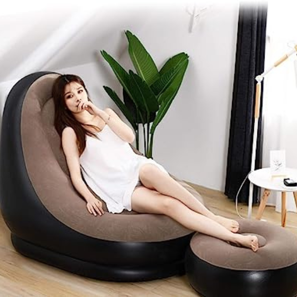 Sofá Inflável Ultra Lounge Com Pufe - Sofá Preguiçoso