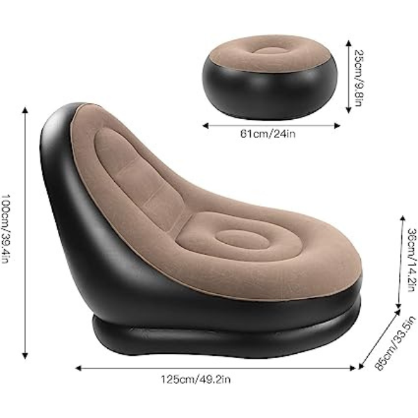 Sofá Inflável Ultra Lounge Com Pufe - Sofá Preguiçoso