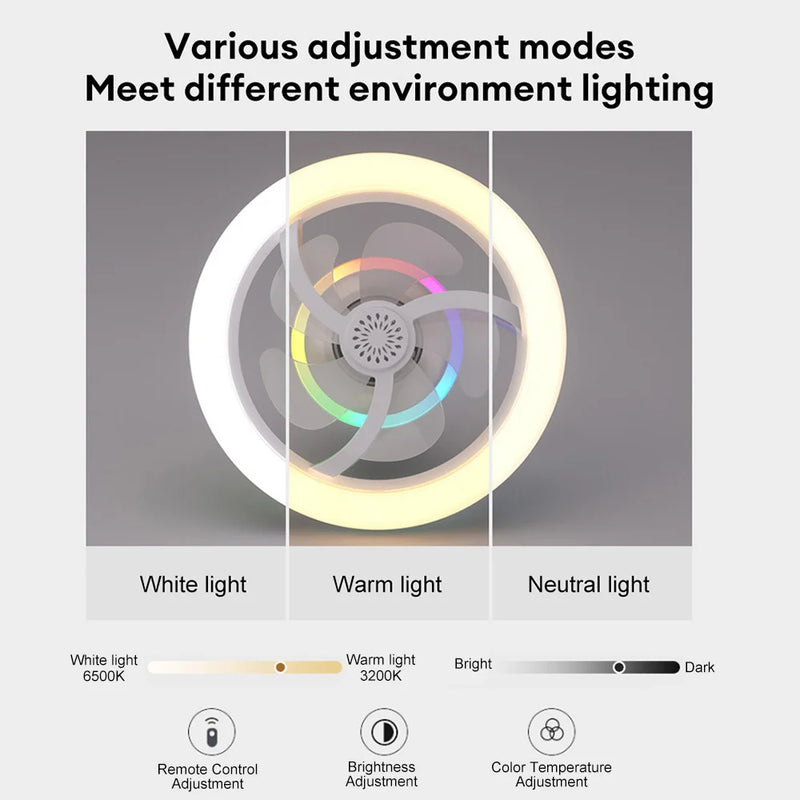 Ventilador E Luminária De Teto Com Rotação 360° Automatica