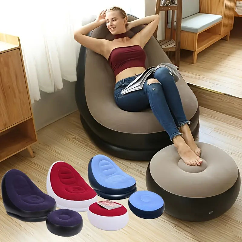 Sofá Inflável Ultra Lounge Com Pufe - Sofá Preguiçoso