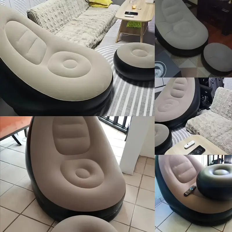 Sofá Inflável Ultra Lounge Com Pufe - Sofá Preguiçoso