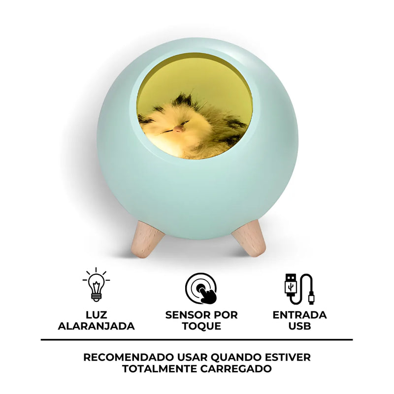 Luminária De Mesa Noturna Gatinho De Pelúcia