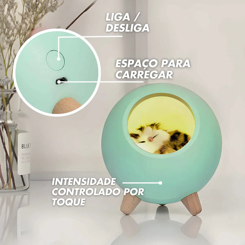Luminária De Mesa Noturna Gatinho De Pelúcia