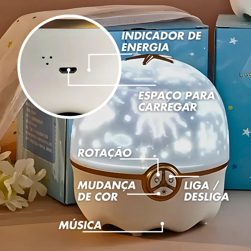 Luminária Infantil Projetor Led Estrelas