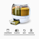 Dispenser de Alimentos e Grãos Giratório com 6 Divisões