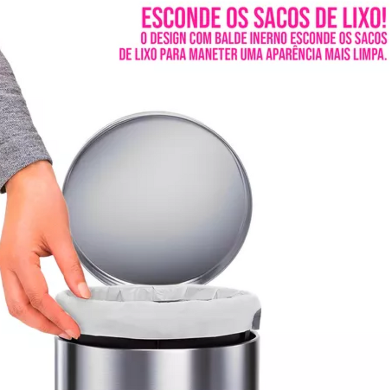 Kit Lixeira Inox 5L + Escova Sanitária