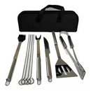 Kit Churrasco de Luxo com 9 Peças em Inox + Maleta