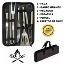 Kit Churrasco de Luxo com 9 Peças em Inox + Maleta