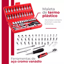 Jogo de Ferramentas com 46 Peças Soquete Aço c/ Maleta
