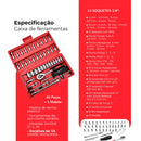Jogo de Ferramentas com 46 Peças Soquete Aço c/ Maleta
