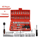 Jogo de Ferramentas com 46 Peças Soquete Aço c/ Maleta