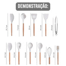 Conjunto de Utensílios de Cozinha 19 Peças com Cabo de Madeira